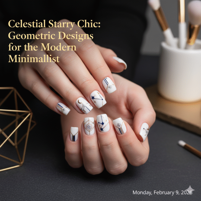 Celestial Starry Chic: Geometric Nail Designs for the Modern Minimalist
